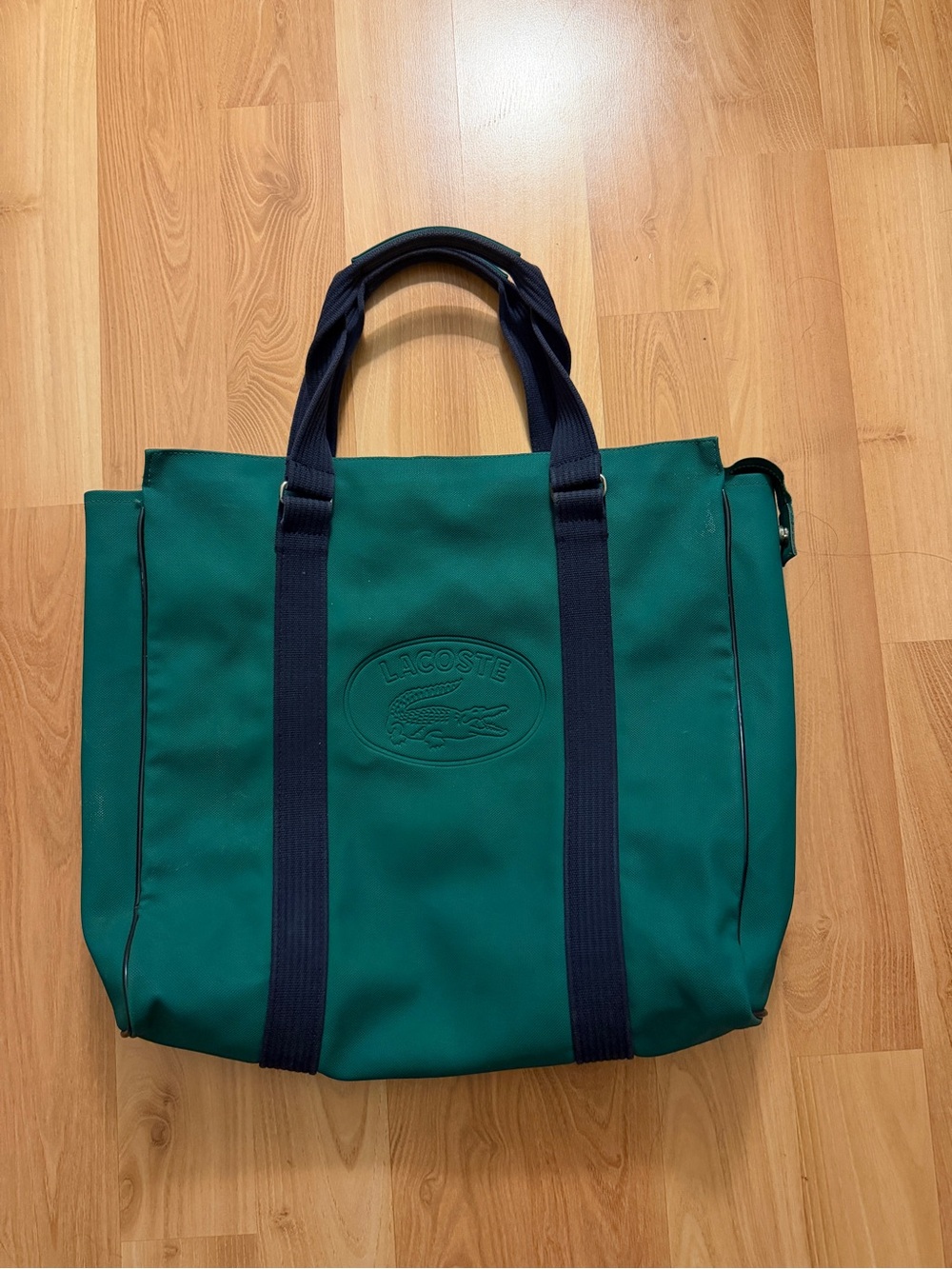 Vintage Lacoste Chemise Green and Navy Tote Bag